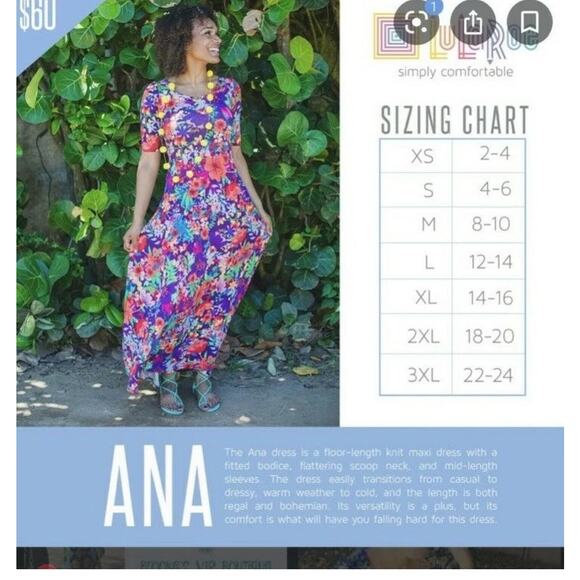 Lularoe Anna Dress Large Navy White Dot w/orange Floral Fall EUC - Picture 2 of 8